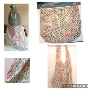 New Medium Free People Floral Stars Dots Shopping Bag Crossbody or shoulder